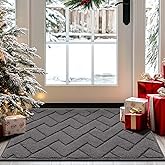 hicorfe Dirt Trapper Indoor Doormat,20"x31.5" Welcome Door mat,Non Slip Backing Washable Door Mats,Absorbent and Resistant Low-Profile Entrance Inside Floor Mat for Front Back Door and Entryway (Grey)
