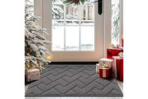 hicorfe Dirt Trapper Indoor Doormat,20"x31.5" Welcome Door mat,Non Slip Backing Washable Door Mats,Absorbent and Resistant Low-Profile Entrance Inside Floor Mat for Front Back Door and Entryway (Grey)