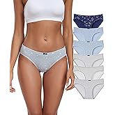 ANLIQI Women's Underwear Mid Rise Cotton Hipster Panties Soft Stretch Briefs Breathable Ladies Underpants 4/6 Pack