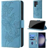 Case Wallet for Samsung Galaxy S24 Ultra, Light Blue | RFID Blocking, 3 Card Holder Stand, Shockproof TPU Shell, PU Leather Magnetic Closure, 6.8-inch