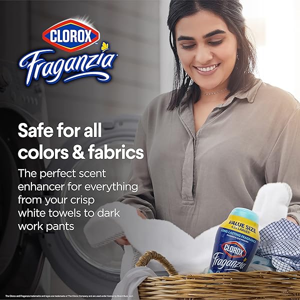 CLOROX FRAGANZIA LAUNDRY SCENT BOOSTER CRYSTALS, IN-WASH FRAGRANCE BEADS FOR FRESH-SMELLING CLOTHES & LINENS, SAFE FOR ALL FABRICS & COLORS, EASY-POUR BOTTLE, OCEAN SCENT, 70 OZ