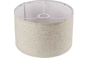 ROTTOGOON 11"x11"x8" Assembly Required Lampshade for Floor Lamp, Table Lamp, Bedside Lamp, Fabric Drum Lampshade Classic Modern Style, Spider Fitter, Linen - Beige