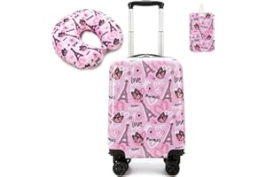 Esteemly Kid's Luggage Set 16" Hardside Luggage with Spinner Wheels 2 Piece Suitcase Set Girls Carry on Toddler Travel Rolling Suitcase with Neck Pillow Airline Approved