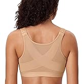 DELIMIRA Women's Front Closure Posture Wireless Back Support Full Coverage Bra
