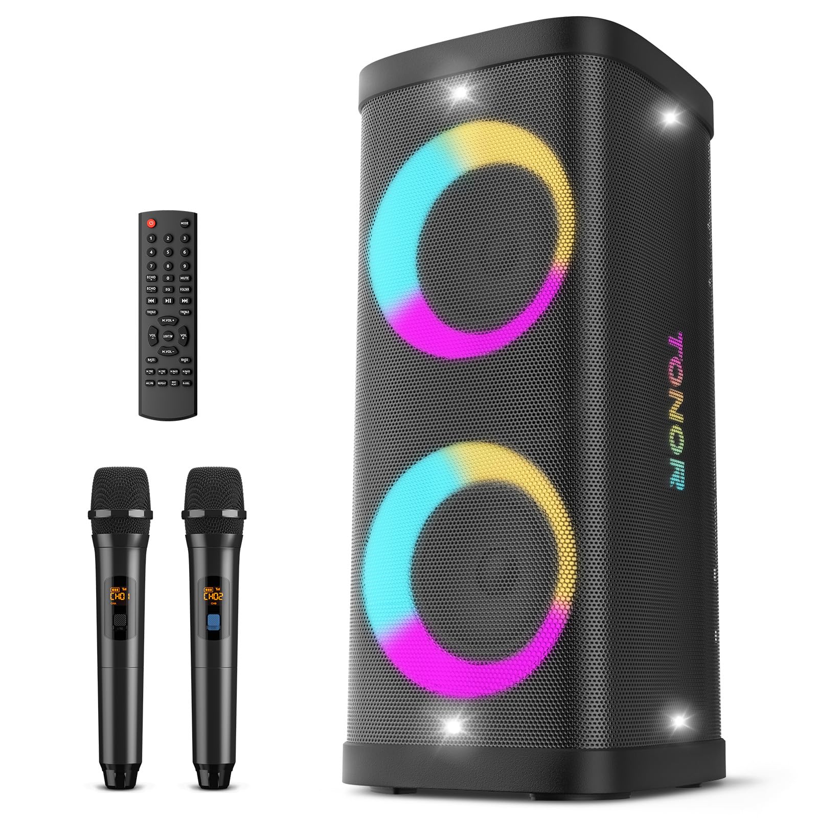 Eariser Mua Bluetooth Karaoke Machine for Adults with 2 UHF Wireless ...
