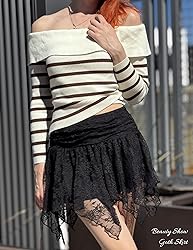 Avidlove Black Mini Skirts for Women Flowy Lace