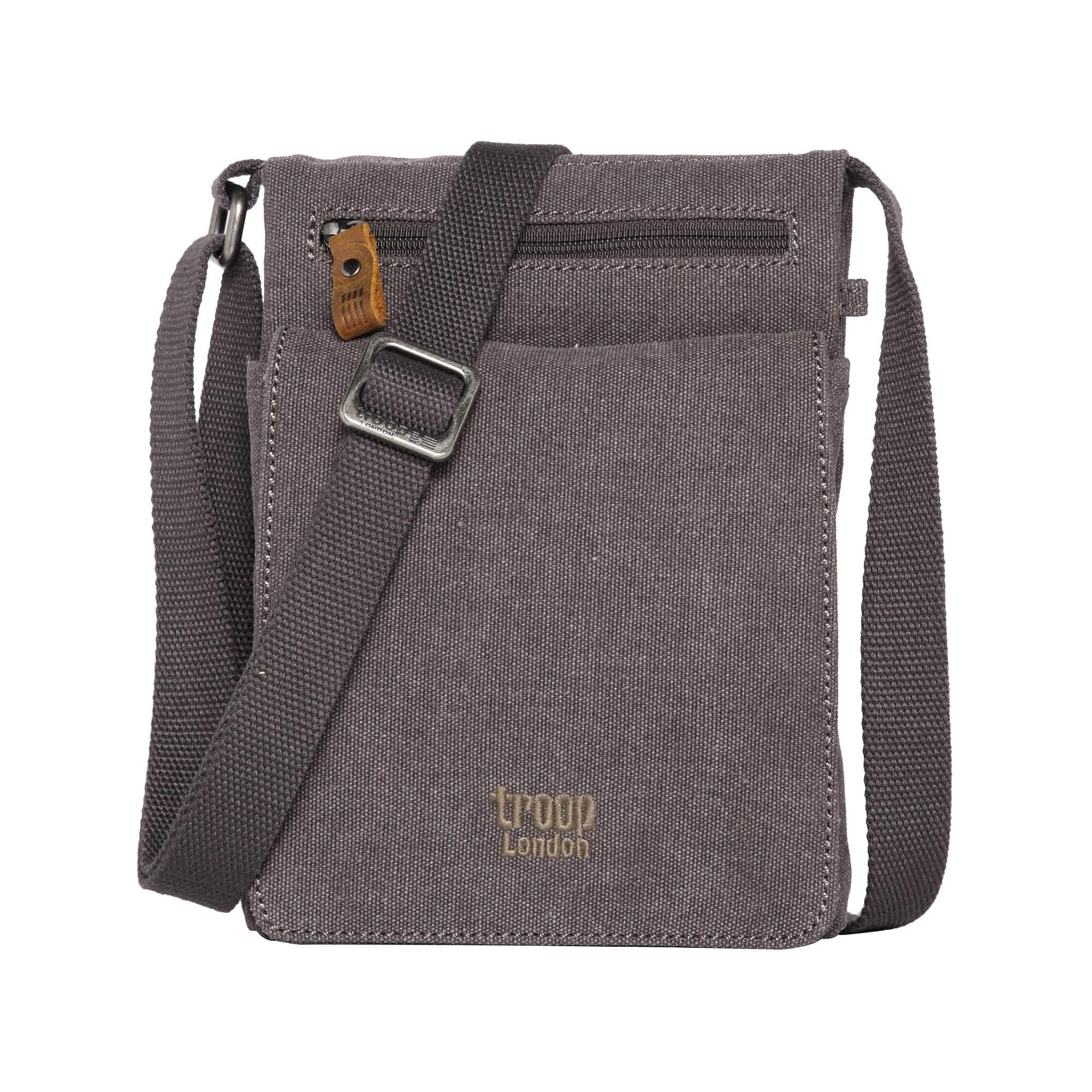 Troop London TRP0243L Classic Canvas Across Body Bag Charcoal — image 1
