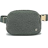 FODOKO Sherpa Belt Bag, Fleece Crossbody Bag Fanny Pack for Women Fashionable Everywhere Waist Bum Bag Pack with Hardware Buckle (Green)