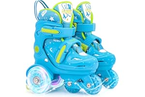 4-PEJIIJAR Adjustable Roller Skates for Kids Girls Ladies with Light Up Flash Wheels(Age 3-9),Three-Point Type Balance,Gift Box Packing for Toddlers,Children