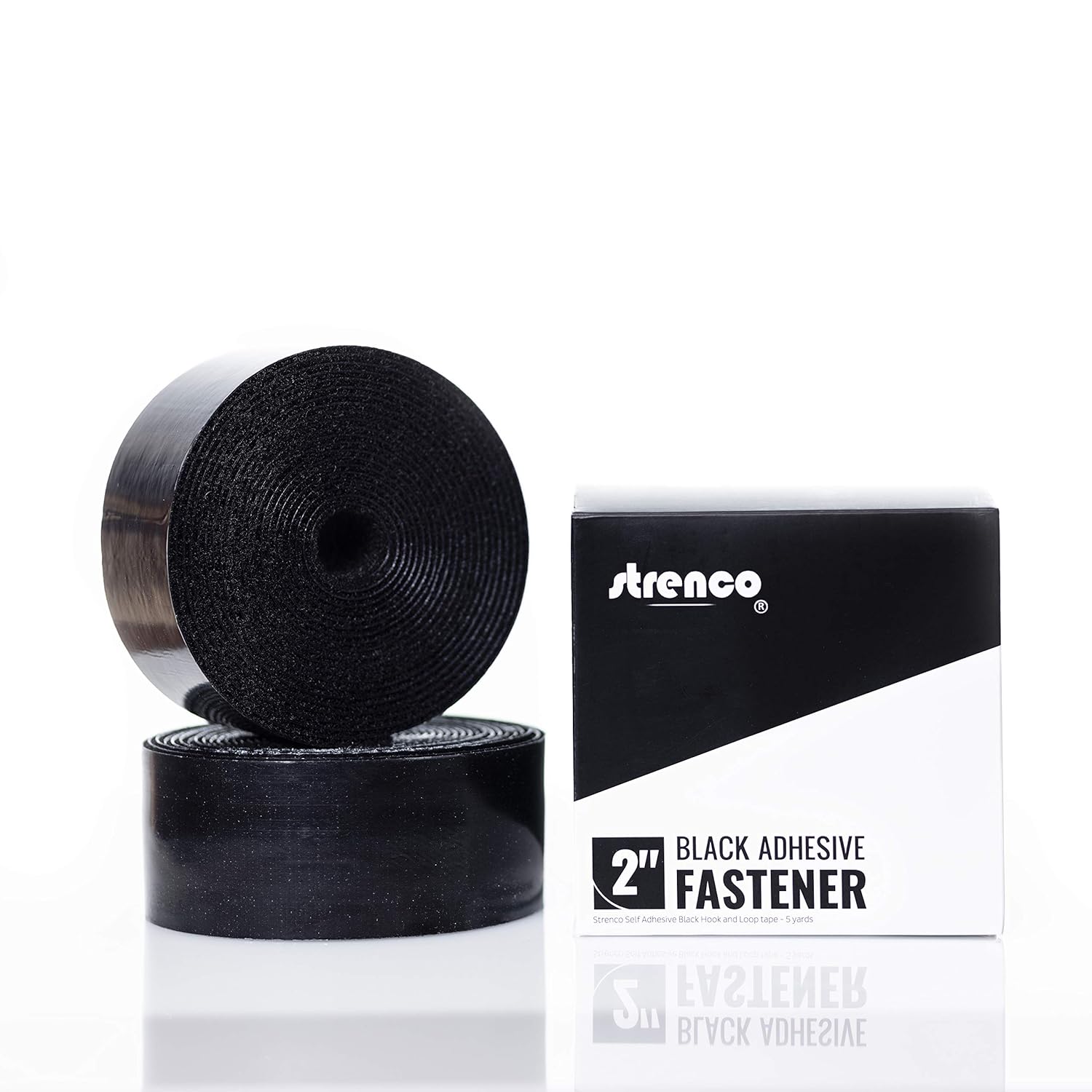 Strenco 2 Inch Adhesive Black Hook and Loop Tape - 5 Yards - Heavy Duty Strips - Sticky Back Fastener: Industrial & Scientific