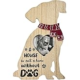 Lily's Home Dog-Shaped Wooden Photo Frame - 7.5'' x 11.8'' with Heart-Shaped 3.5'' x 3.5'' Slot - Sturdy Easel Stand & Ribbon - Ideal Picture Frame for Dog Lovers - Perfect Pet Memorial Gift