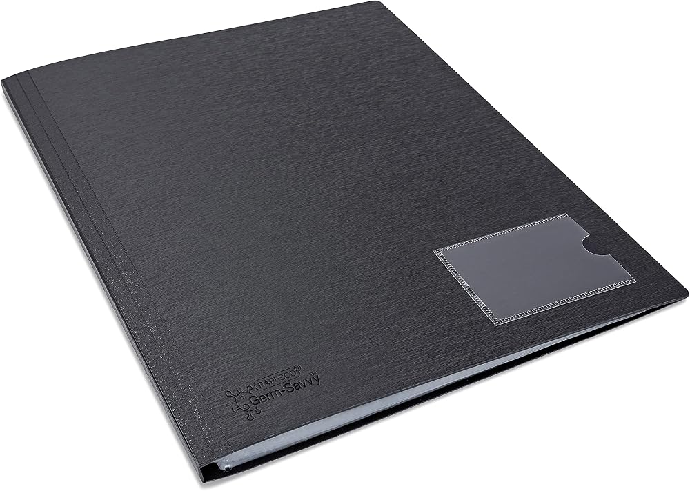 Rapesco 1649 Germ-Savvy Antibacterial A4 24 Pocket Folder Black