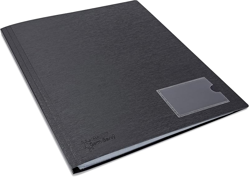Rapesco 1649 Germ-Savvy Antibacterial A4 24 Pocket Folder Black