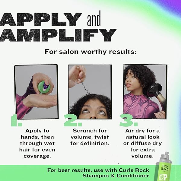 BED HEAD BY TIGI CURLS ROCK AMPLIFIER CURL CREAM FOR CURLY HAIR, THE ULTIMATE CURL CREAM FOR CURLY HAIR CARE 3.82 FL OZ