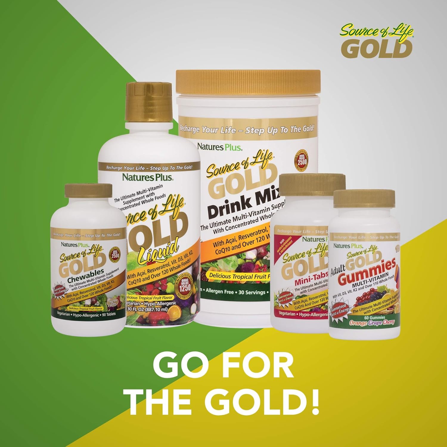 NaturesPlus Source of Life Gold - 90 Vegetarian Capsules - All Natural Whole Food Multivitamin, Complete Daily Vitamin Profile, Energy Booster - Gluten-Free - 10 Servings: Health & Personal Care