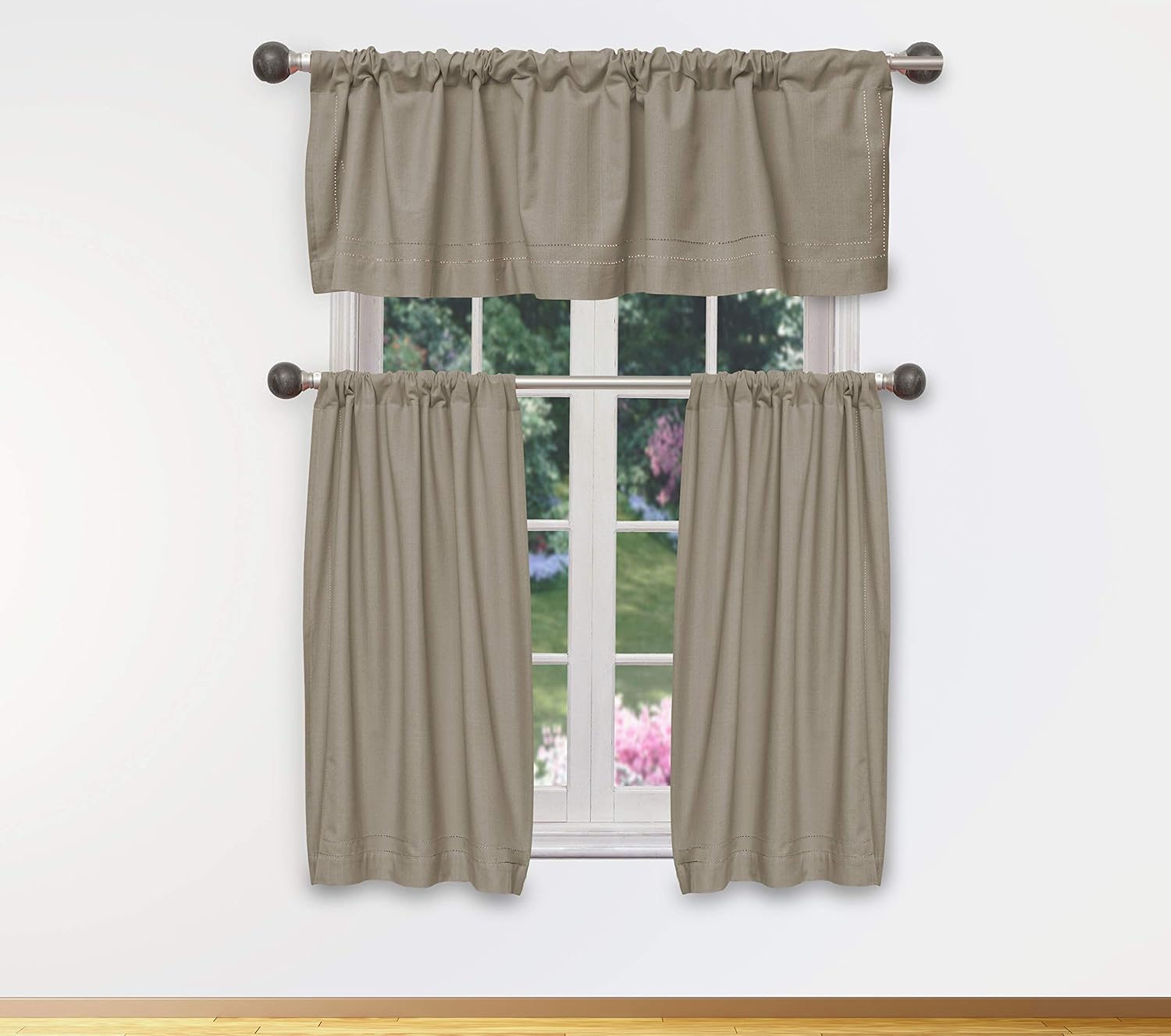 Bath Vera Neumann Miles Solid Linen Textured Curtain Valance Set for