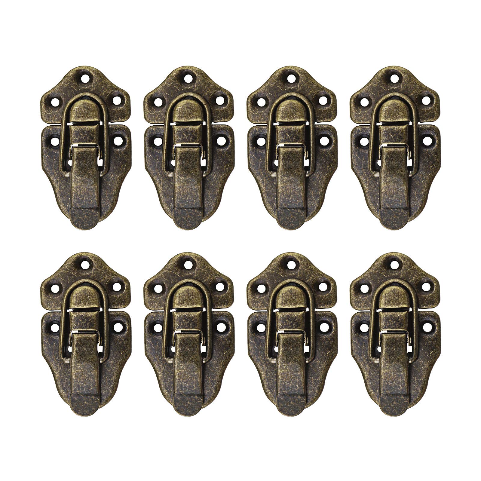 OTOTEC 8Pcs Box Case Latch Hasp, Retro Style Metal Duckbilled Box Lock Toggle Cabinet Catch (Antique Bronze)