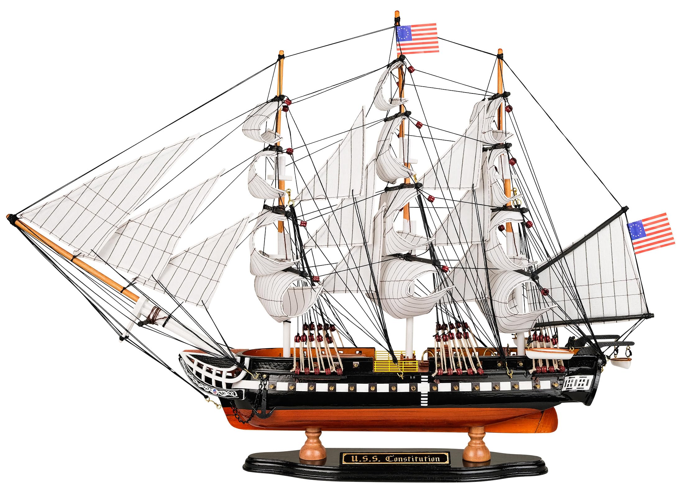 Photo 1 of SAILINGSTORY Wooden Model Ship USS Constitution 1/140 Scale Replica Frigate Sailing Warship Model Sailboat Decor