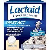 Lactaid Fast Act Lactose Intolerance Relief Chewables, Vanilla Twist, 60 Ct | Helps Prevent Gas, Bloating &amp; Diarrhea, On-the-Go &amp; Travel Essential, Lactase Enzyme
