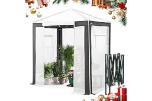 EAGLE PEAK 6x4 Portable Walk in Greenhouse with Polyester Reinforced Corners, Instant Pop up Indoor Outdoor Gardening Green House, Roll Up Zipper Entry Door and Mesh Windows, Gray/White