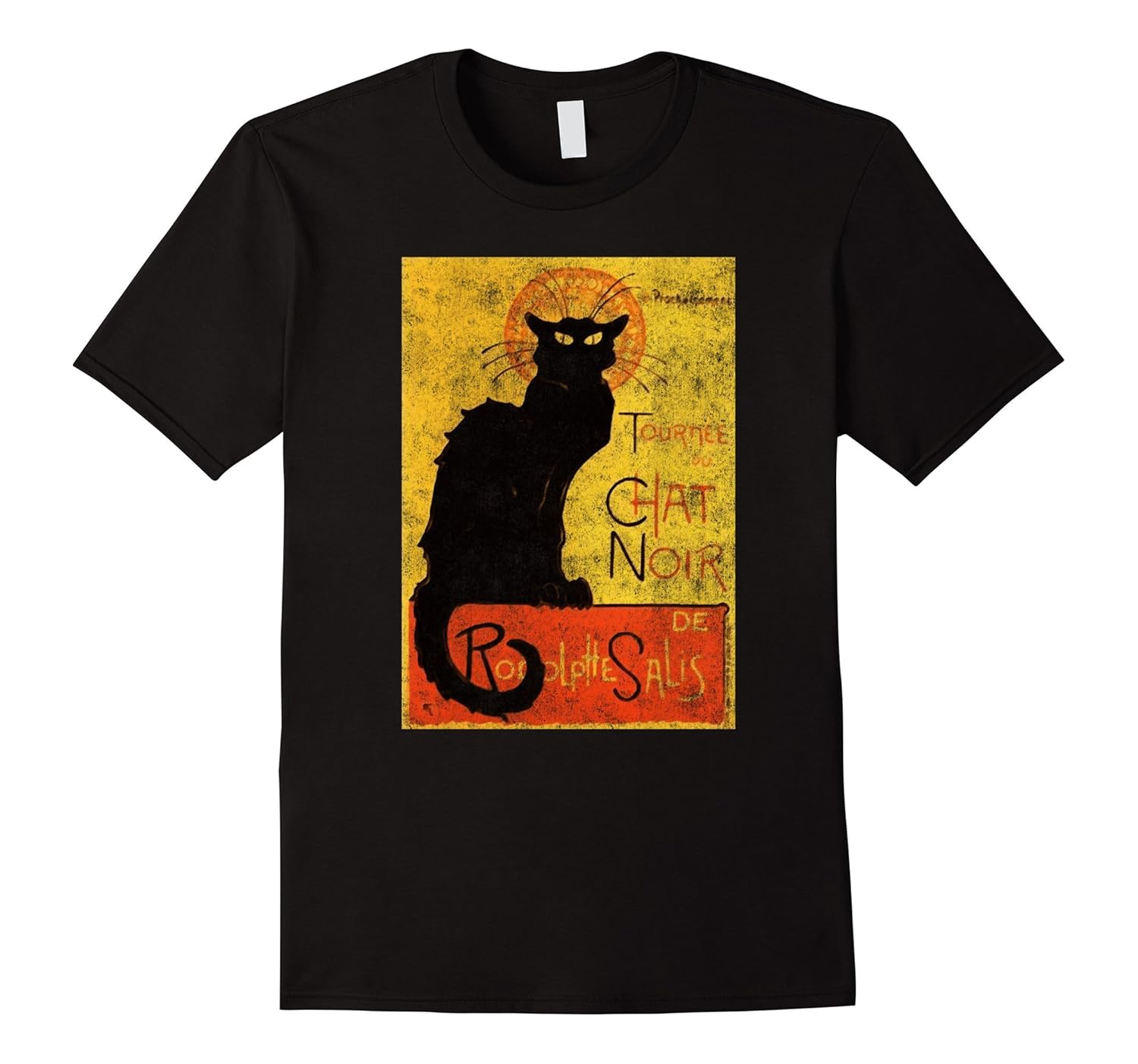 Vintage Tournee du Chat Noir Black Cat Halloween T-Shirt-Rose