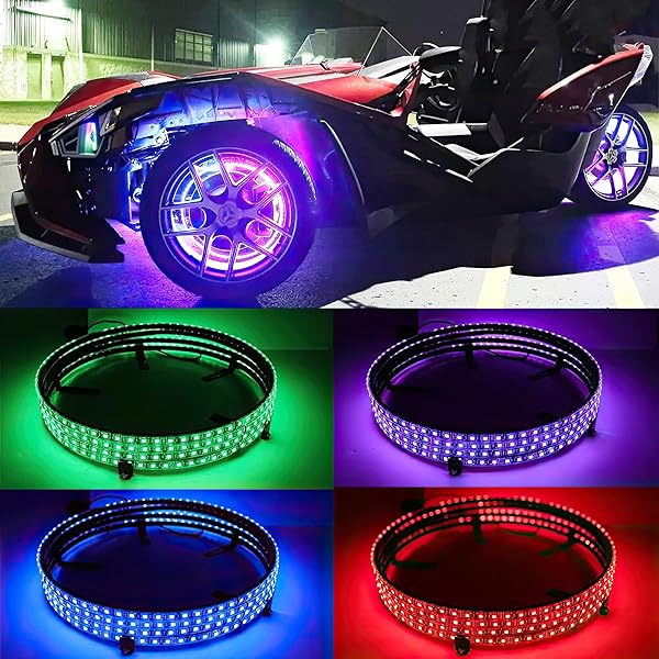 DREAMOTOR 4PCS 17.5″ RGB LED WHEEL LIGHTS FOR TRUCK, RIM LIGHTS FOR TRUCKS COMPATIBLE WITH POLARIS CAN-AM F150 F250 GMC SIERRA 1500 2500 DODGE RAM 1500 2500 CHEVY SILVERADO 1500 2500 LTZ JEEP WRANGLER