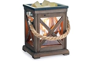 Candle Warmers ETC. Vintage Bulb Illumination Fragrance Warmer- Light-Up Warmer for Warming Scented Candle Wax Melts and Tarts to Freshen Room, Walnut & Rope