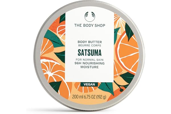 The Body Shop Satsuma Body Butter 200ml, Zesty Citrus Body Moisturizer for Dry Skin with Community Fair Trade Shea Butter, Ri