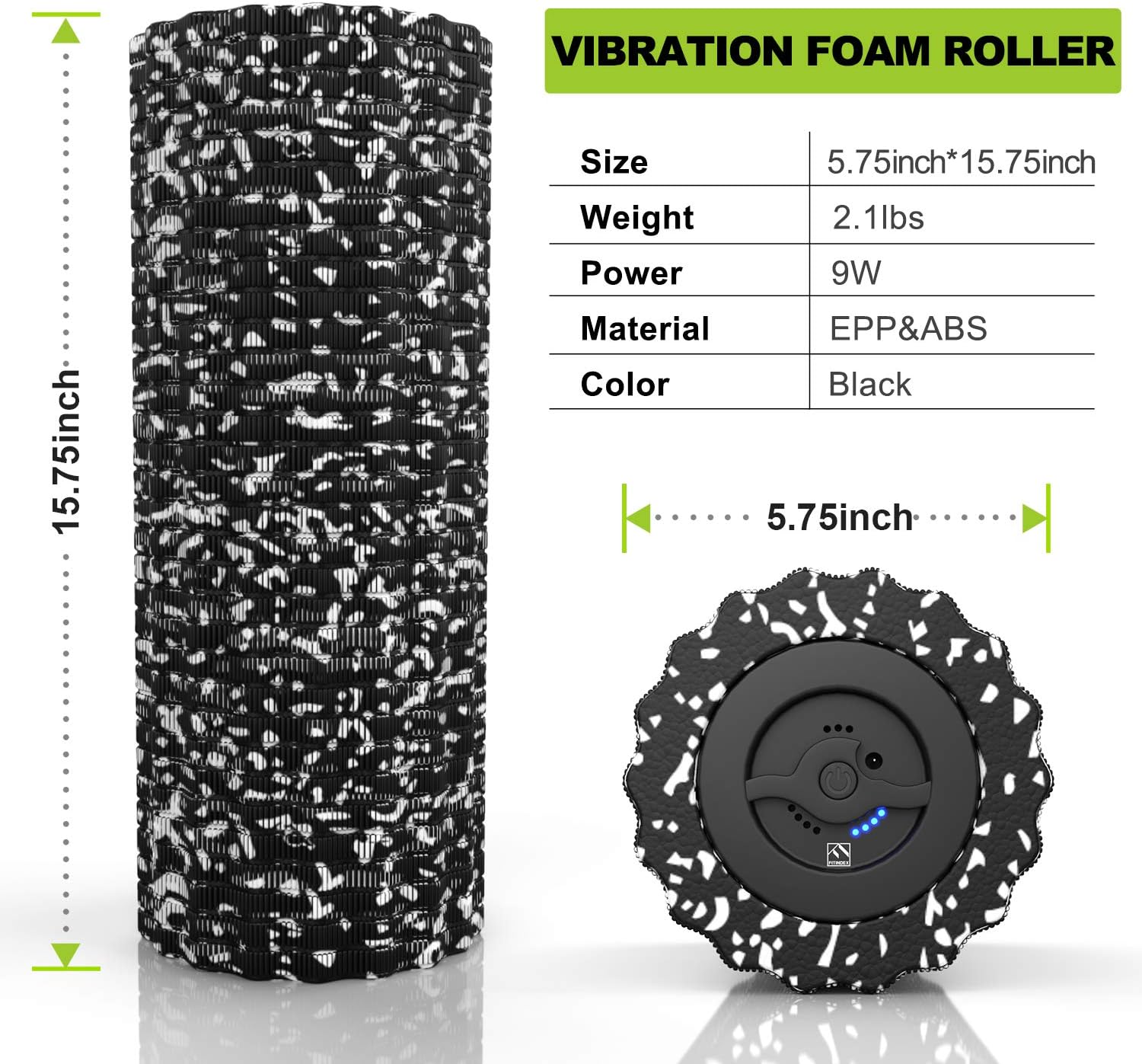 FITINDEX Electric Foam Roller 4 - Speed Vibrating Yoga Massage Muscle Roller, Deep Tissue Trigger Point Sports Massage Therapy, High-Intensity Massager Roller with Rechargeable Function - Black : Sports & Outdoors