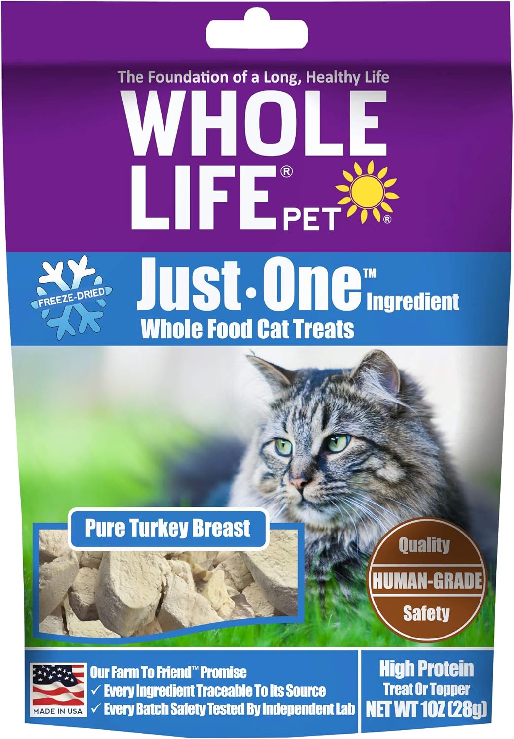 Whole Life Pet Products Healthy Turkey Cat Treats , Human-Grade Whole Turkey Breast, Protein Rich for Training, Picky Eaters, Digestion, Weight Control, Made in the USA, 1 Ounce, blue/purple, TK779