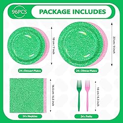 96 PCS Pink and Green Witch Party Supplies Witch