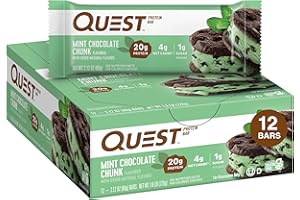 Quest Nutrition Protein Bar, Mint Chocolate Chunk, 20g Protein, 2.12oz Bar, 12 Count