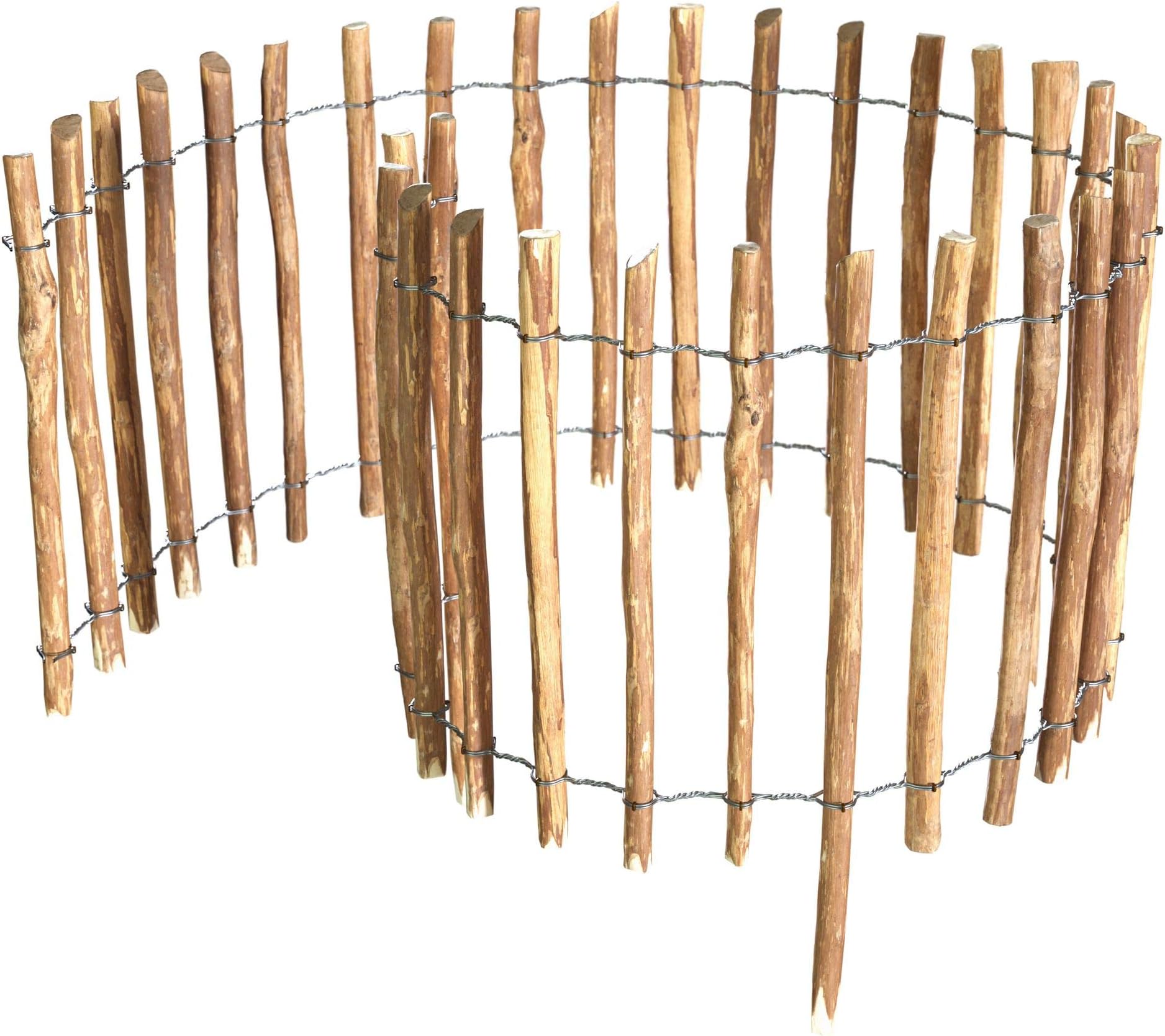 Floranica® Small plug-in picket roll fence (by the meter), paling treated bed fence with well-split pickets, safe tips hazelnut wood, bar distance:8-10 cm, Height:35 cm high x linear metre (Quantity)