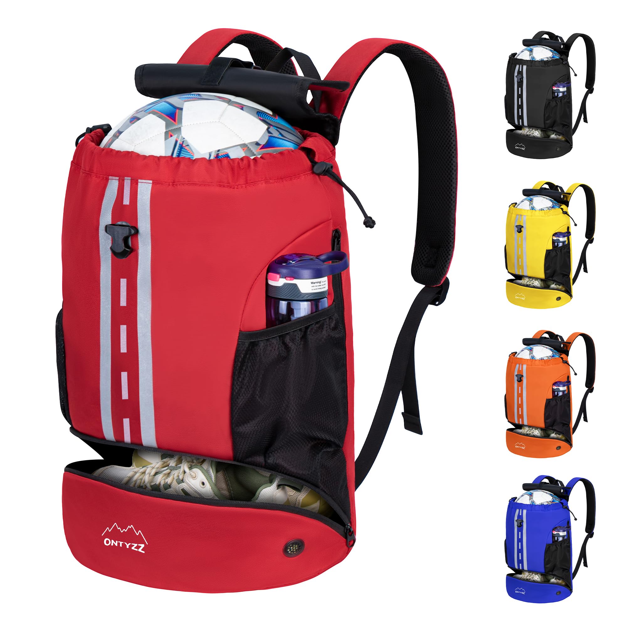 ONTYZZ Football Bag Drawstring Backpack with Shoes Compartment Sports Rucksack Waterproof with Dry-wet PE Bag for Volleyball Basketball Swimming Beach Gym Sack