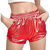 Perfashion Women's Metallic Shiny Shorts Sparkly Hot Yoga Outfit