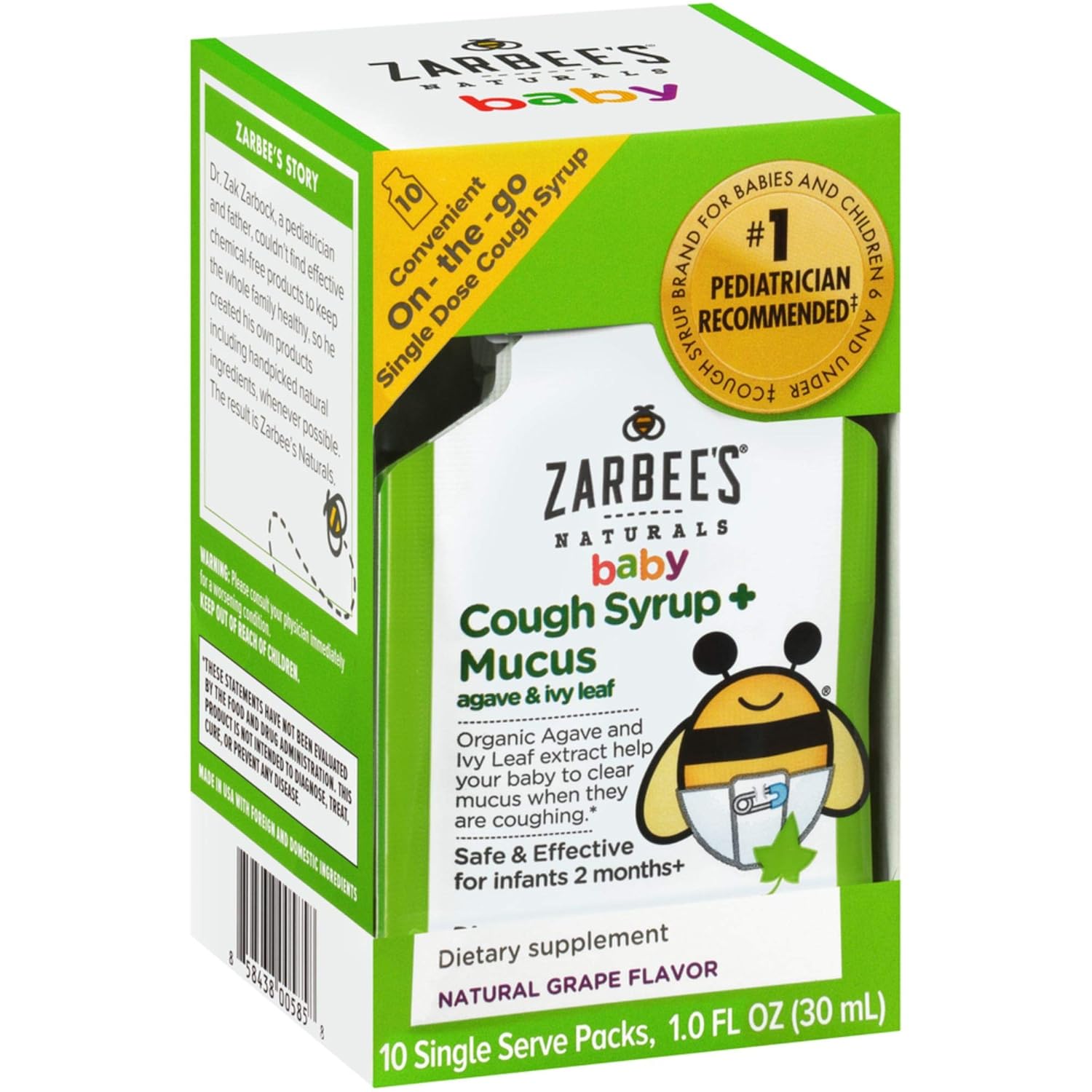 Zarbee's Naturals Baby Cough Syrup + Mucus with Organic Agave and Ivy