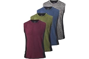 Vislivin Men's 4 Pack Tank Tops Sleeveless Workout Quick Dry Shirts Gym Muscle Shirts Athletic Bodybuilding Tee