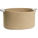 WILLITAT Woven Dog Toy Basket, 15.7"x11"x8" Cotton Rope Dog Toy Bin Box for Living Room, Decorative Cats Pet Supplies Puppy Bin with Handles, Soft Cat Toy Basket Organizer, Wicker Storage Holder, Jute