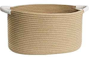 WILLITAT Woven Dog Toy Basket, 15.7"x11"x8" Cotton Rope Dog Toy Bin Box for Living Room, Decorative Cats Pet Supplies Puppy Bin with Handles, Soft Cat Toy Basket Organizer, Wicker Storage Holder, Jute