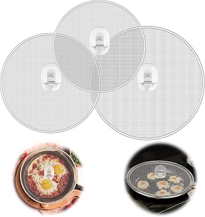 Haisheng 3PC Stainless Steel Oil Splatter Guard Lid Splash Cover Pans Pots 33