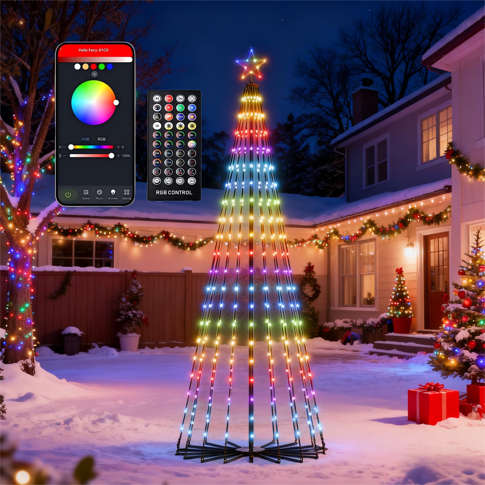 Photo 1 of Mystical Glow Cone String Lights, 7.5ft 340 LEDs Multi-Color Fairy Lights with Smart App Control, 100+ Dynamic Scene Modes, Music Sync, IP67 Waterproof Outdoor Magic for Year-Round Celebrations