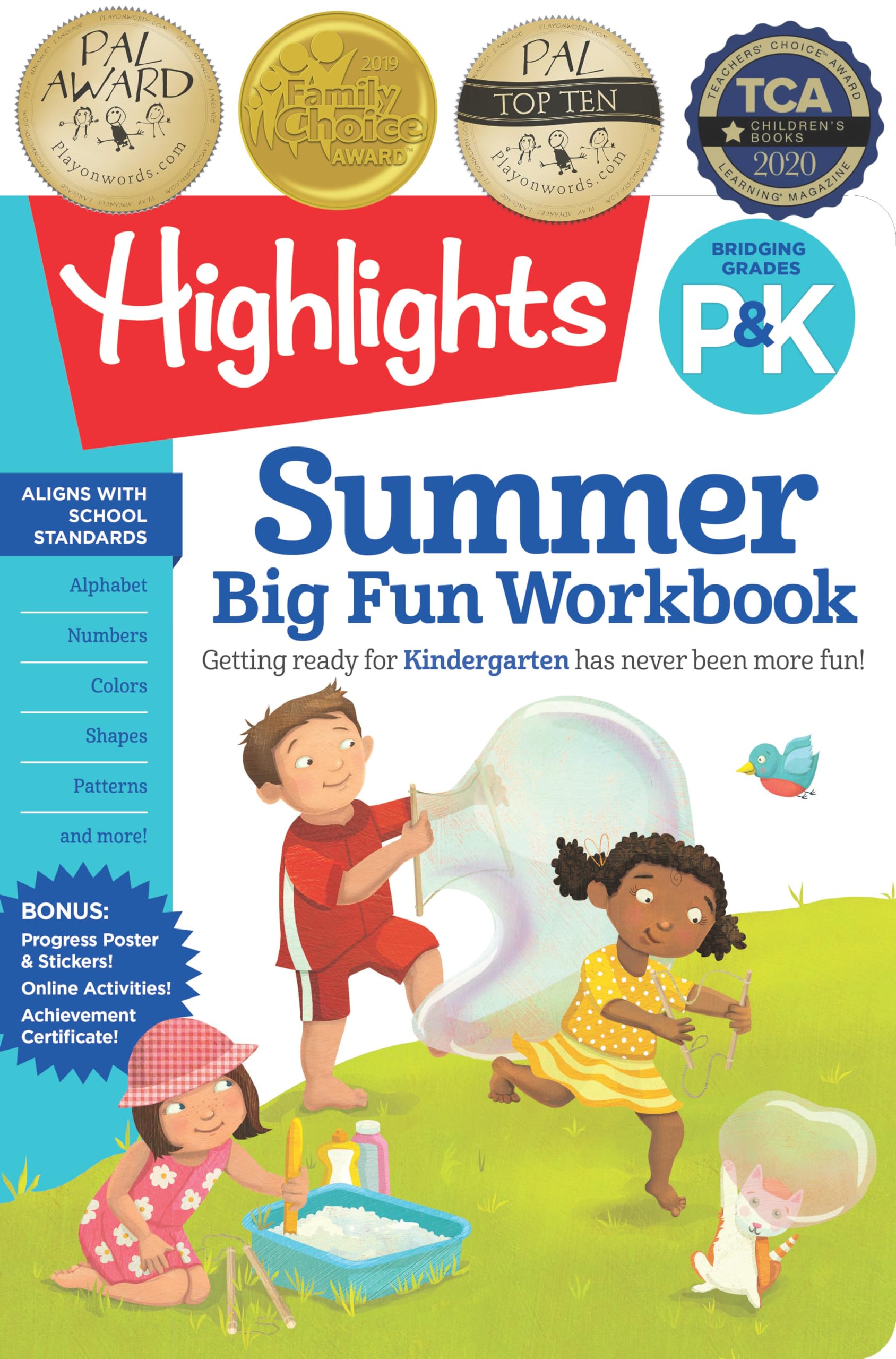 Summer Big Fun Workbook Bridging Grades P & K: Kindergarten Summer Workbook with Alphabet, Numbers, Colors and More, Prepare for Kindergarten Curriculum at Home (Highlights Summer Learning)