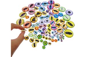 GraceAngie 210 Pcs Mixed Styles Dragon Eyes Glass Cabochons for DIY Jewelry Making, Assorted 9 Sizes(6/8/10/12/15/18/20/25/30