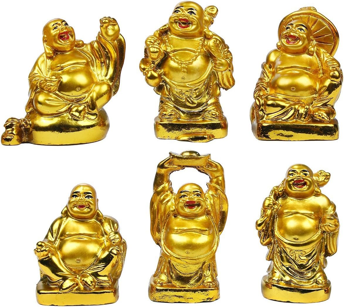Set of 6 Lucky Laughing Buddha Statue Buddha Figurine Home Ornaments