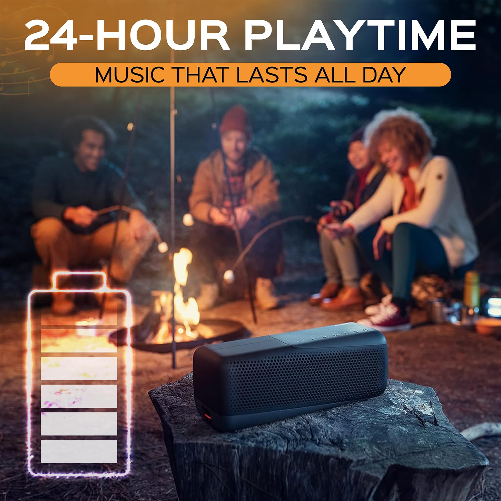 Philips S7807 Wireless Bluetooth Speaker, 7000 Series - 40W Output, IP67 Waterproof, 24-Hour Playtime, Portable with Built-in Microphone, Voice Assistant, USB-C, and Power Bank, Black