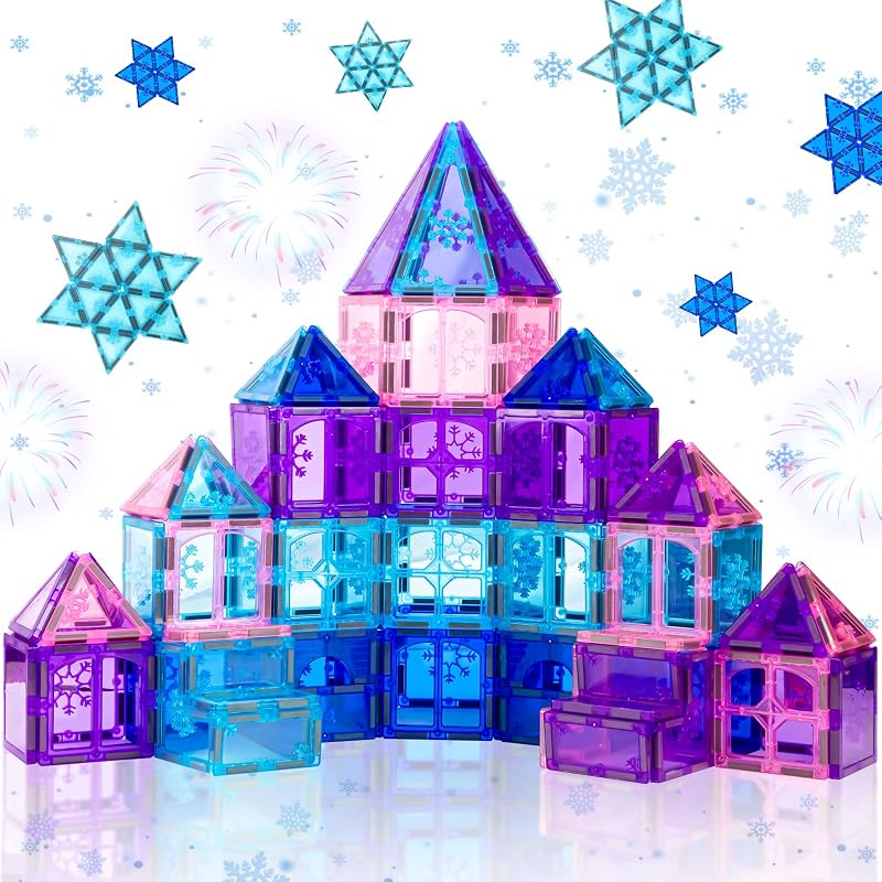 Xekel Magnetic Tiles 40 PCS 3D STEM Travel Set Frozen Toys 3+ Years