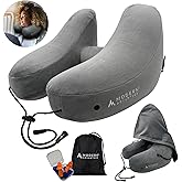 Modern Advantage Inflatable Travel Pillow for Airplanes with Comfort Hood, Adjustable Neck Support, Lightweight & Compact Flight Pillow for Sleeping on Long Flights & Travel (Grey)