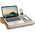 LAPGEAR Home Office Pro Lap Desk with Wrist Rest, Mouse Pad, and Phone Holder - Oakwood - Fits up to 15.6 Inch Laptops - Styl