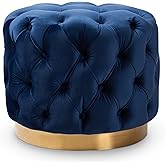 Baxton Studio Ottomans, One Size, Royal Blue/Gold