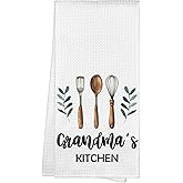 WAITPI Grandma's Kitchen Towels, Grandma Christmas Birthday Gifts Hand Towels for Grandma from Grandkids, Rustic Farmhouse Decorative Tea Dish Towels for Room Mother's Day Decor 16x24 in